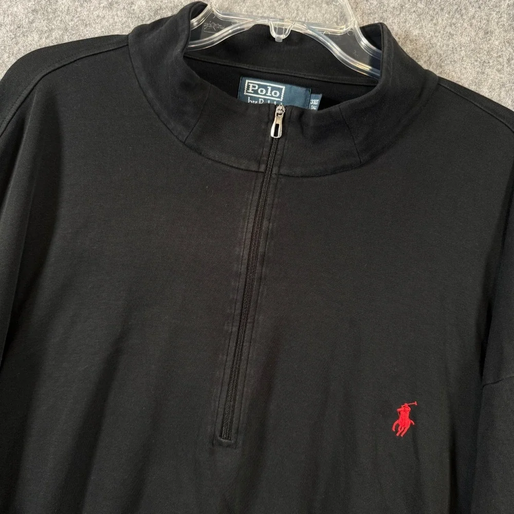 Polo Ralph Lauren Quarter Zip Mock Neck Sweater 3XLT Big Tall Long Sleeve Black